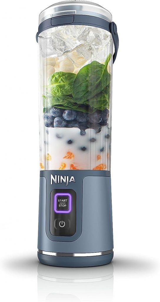 Ninja BC151NV Blast Portable Blender Cordless 18oz. Vessel Personal Blender for Shakes Smoothies BPA Free Leakproof Lid Sip Spout USB C Rechargeable Dishwasher Safe Parts Denim Blue